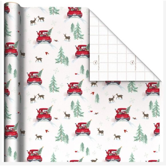 Hallmark Wrapping Paper Christmas Santa in Red Truck 22.5 sq ft Roll Holiday - Picture 2 of 6